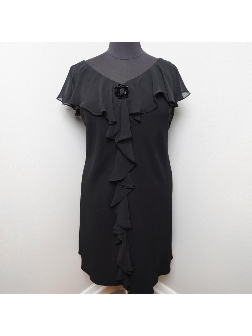 SL Fashions Black Ruffle Cocktail Dress 20W